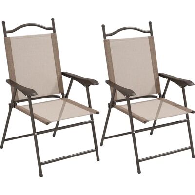 Outsunny - Faltbare Gartensessel - Braun - Mesh-Gewebe - Gartenstühle Outsunny - Faltbare Gartensessel - Braun - Mesh-Gewebe - Gartenstühle