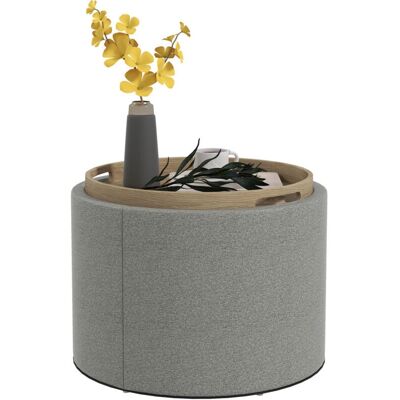 Homcom Pouf Contenitore Effetto Lino - Pouf con Vassoio - Portaoggetti Homcom Pouf Contenitore Effetto Lino - Pouf con Vassoio - Portaoggetti