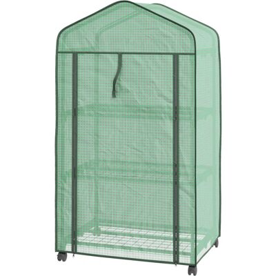 Mini Serra da Giardino Outsunny - Acciaio, Copertura UV, 3 Ripiani Mini Serra da Giardino Outsunny - Acciaio, Copertura UV, 3 Ripiani