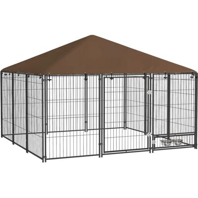Pawhut 211x211x151 cm - Nero Marrone - Metallo Oxford Recinto per cani Pawhut 211x211x151 cm - Nero Marrone - Metallo Oxford Recinto per cani