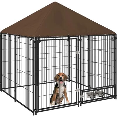 Recinto per Cani in Metallo PawHut con Ciotole - 141x141x151 Cm Recinto per Cani in Metallo PawHut con Ciotole - 141x141x151 Cm