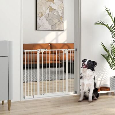 Cancello regolabile per cani Pawhut - 100cm, Bianco, 72cm alto Cancello regolabile per cani Pawhut - 100cm, Bianco, 72cm alto