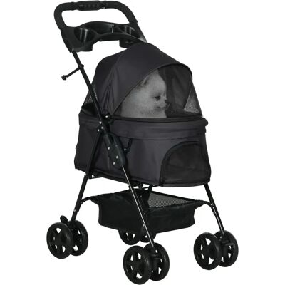 Pawhut Passeggino Pieghevole per Cani Piccoli - Portatile, Acciaio & Oxford, Nero Pawhut Passeggino Pieghevole per Cani Piccoli - Portatile, Acciaio & Oxford, Nero