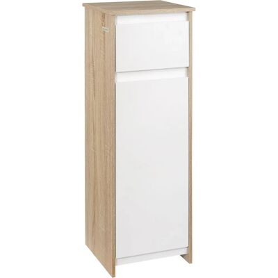 Mobiletto bagno Kleankin - 32.6x30x90 cm - Bianco e legno naturale Mobiletto bagno Kleankin - 32.6x30x90 cm - Bianco e legno naturale
