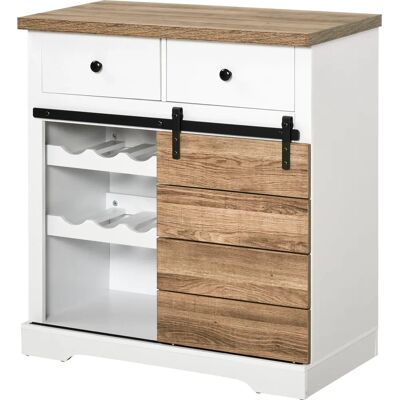 Homcom Credenza Rustica da Cucina - 80x39x86 cm, 2 Cassetti, Portabottiglie Homcom Credenza Rustica da Cucina - 80x39x86 cm, 2 Cassetti, Portabottiglie