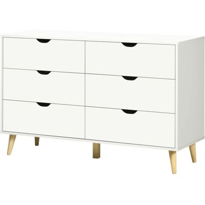 Homcom 120x40x76 cm Finitura Legno Bianco 6 Cassetti - Cassettiera Homcom 120x40x76 cm Finitura Legno Bianco 6 Cassetti - Cassettiera