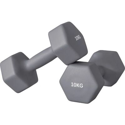 SPORTNOW - Hex Dumbbell 10 kg - Gris - Ensemble d'haltères - Publicité SPORTNOW - Hex Dumbbell 10 kg - Gris - Ensemble d'haltères - Publicité