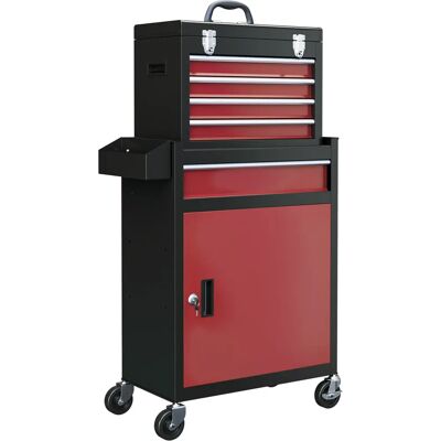 HOMCOM - 5-Drawer Tool Cart - Rosso - Tool Cart HOMCOM - 5-Drawer Tool Cart - Rosso - Tool Cart