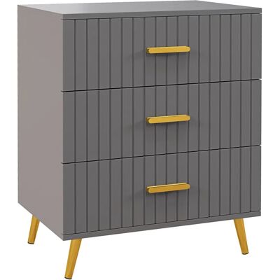 HOMCOM Commode Moderne en Bois et Aluminium à 3 Tiroirs - Publicité HOMCOM Commode Moderne en Bois et Aluminium à 3 Tiroirs - Publicité