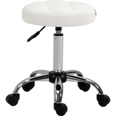 Homcom Sgabello Girevole Regolabile - Rotondo con Ruote - Finta Pelle - Bianco Homcom Sgabello Girevole Regolabile - Rotondo con Ruote - Finta Pelle - Bianco