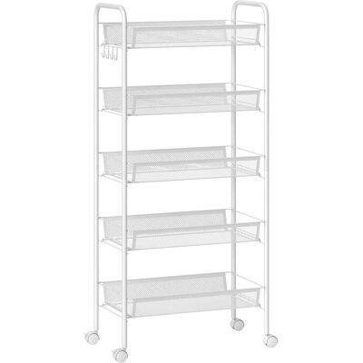 Carrello da Cucina HOMCOM - 5 Ripiani in Acciaio Bianco Carrello da Cucina HOMCOM - 5 Ripiani in Acciaio Bianco