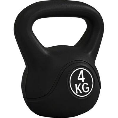 HOMCOM Kettlebell 4kg - Base piatta - Plastica riempita di sabbia - Kettlebell HOMCOM Kettlebell 4kg - Base piatta - Plastica riempita di sabbia - Kettlebell