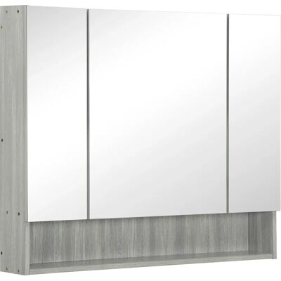 Kleankin - Mirror4S - Grigio - armadietto da bagno Kleankin - Mirror4S - Grigio - armadietto da bagno