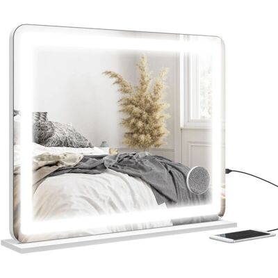 Specchio Trucco LED Bianco HOMCOM - Ingrandimento 10x, USB, Regolabile Specchio Trucco LED Bianco HOMCOM - Ingrandimento 10x, USB, Regolabile