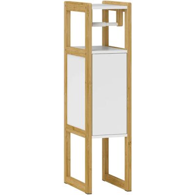 HOMCOM - Homcom Mobile Bagno Salvaspazio con Porta Carta Igienica, Armadietto e Ripiano in Bambù - Bianco - Mobile bagno HOMCOM - Homcom Mobile Bagno Salvaspazio con Porta Carta Igienica, Armadietto e Ripiano in Bambù - Bianco - Mobile bagno