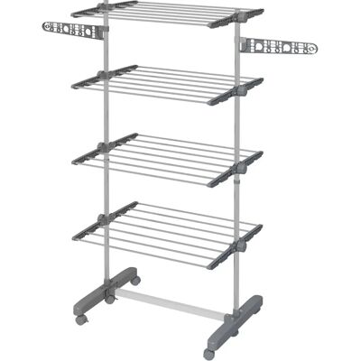 HOMCOM Stendibiancheria verticale con 4 ripiani regolabili - Interno/Esterno HOMCOM Stendibiancheria verticale con 4 ripiani regolabili - Interno/Esterno