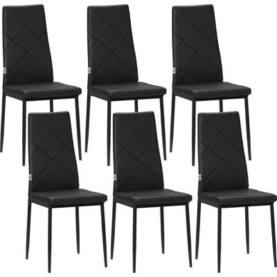 HOMCOM - Set da 6 Sedie da Pranzo - Nero - Finta pelle - Sedie da pranzo HOMCOM - Set da 6 Sedie da Pranzo - Nero - Finta pelle - Sedie da pranzo