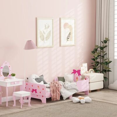 Lit pour enfants ZONEKIZ avec décoration conte de fées - 143x74x59cm - Rose - Publicité Lit pour enfants ZONEKIZ avec décoration conte de fées - 143x74x59cm - Rose - Publicité
