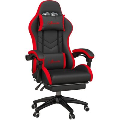 Sedia da gaming Vinsetto con altezza regolabile e schienale reclinabile - Nero e Rosso - Sedia da gaming Sedia da gaming Vinsetto con altezza regolabile e schienale reclinabile - Nero e Rosso - Sedia da gaming
