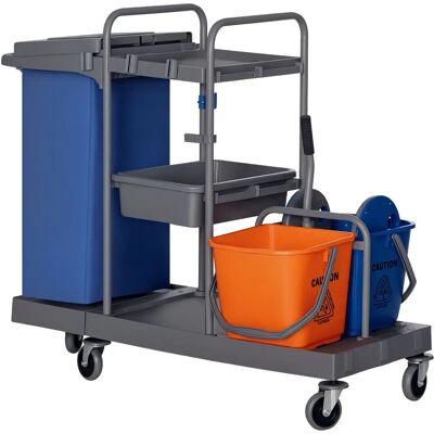 HOMCOM - 3-Tier Cart - Grigio Blu Arancione - Carrello per pulizie HOMCOM - 3-Tier Cart - Grigio Blu Arancione - Carrello per pulizie