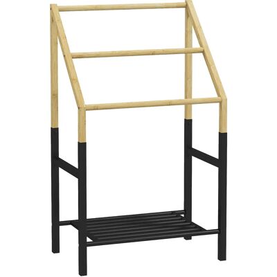 HOMCOM - 3-Bar Bamboo Rack - Colore Legno Naturale - Portasciugamani HOMCOM - 3-Bar Bamboo Rack - Colore Legno Naturale - Portasciugamani