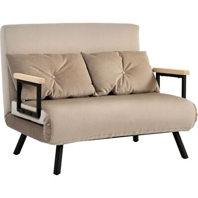HOMCOM Divano Letto 3 in 1 in Tessuto Effetto Velluto - Marrone Chiaro HOMCOM Divano Letto 3 in 1 in Tessuto Effetto Velluto - Marrone Chiaro