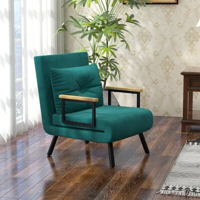 HOMCOM Poltrona Letto - Schienale regolabile - Tessuto velluto - 3-in-1 HOMCOM Poltrona Letto - Schienale regolabile - Tessuto velluto - 3-in-1