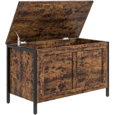 HOMCOM Coffre de rangement en bois style industriel - 95L - Marron - Publicité HOMCOM Coffre de rangement en bois style industriel - 95L - Marron - Publicité
