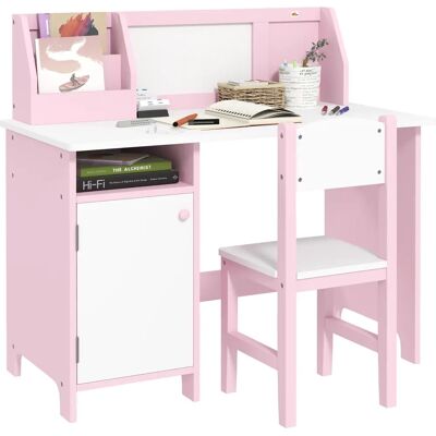 Set Tavolo e Sedia per Bambini HOMCOM - Bianco Rosa - Scrivania e Sedia - 5-8 Anni Set Tavolo e Sedia per Bambini HOMCOM - Bianco Rosa - Scrivania e Sedia - 5-8 Anni