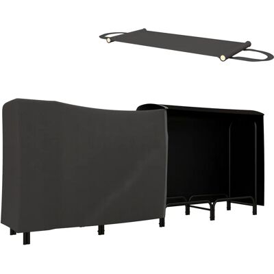Outsunny - Portalegna Metal - 240x36x99 cm - Nero - Firewood rack Outsunny - Portalegna Metal - 240x36x99 cm - Nero - Firewood rack