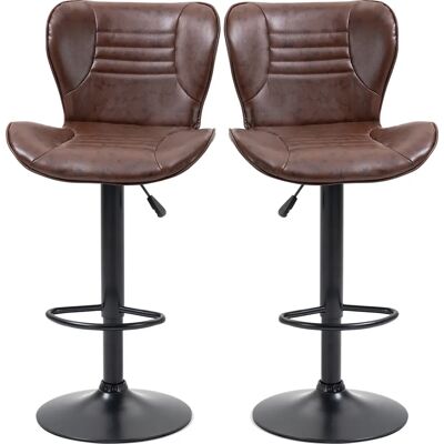 Sgabelli da Bar Regolabili HOMCOM - Set 2, Marrone Sgabelli da Bar Regolabili HOMCOM - Set 2, Marrone