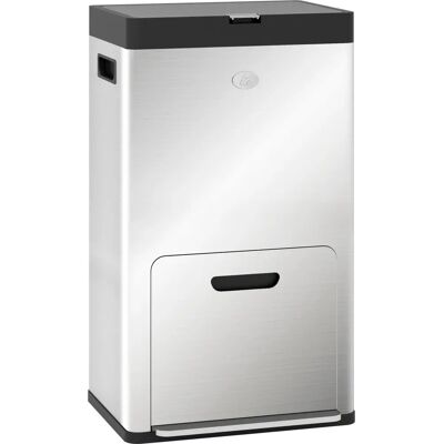 HOMCOM Bidone 3 Scomparti 56L - Acciaio Inox & PP HOMCOM Bidone 3 Scomparti 56L - Acciaio Inox & PP
