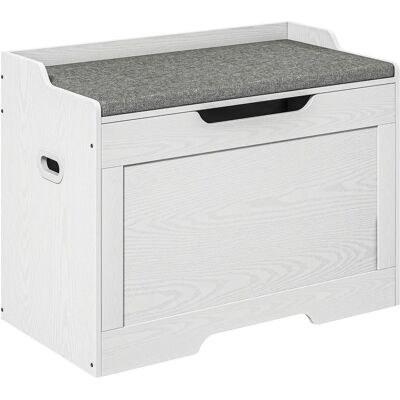Panca contenitore HOMCOM - 103L, Bianco, Cuscino effetto lino Panca contenitore HOMCOM - 103L, Bianco, Cuscino effetto lino