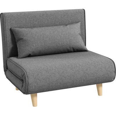 HOMCOM - 3-in-1 Armchair - Grigio - Piedi in legno - Divano letto HOMCOM - 3-in-1 Armchair - Grigio - Piedi in legno - Divano letto