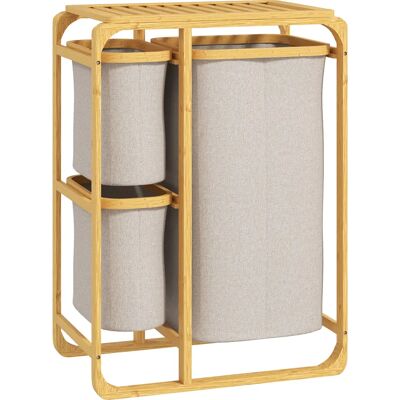 Cesto portabiancheria in bambù Homcom con 3 sacchi estraibili - 50x32x69.7 cm Cesto portabiancheria in bambù Homcom con 3 sacchi estraibili - 50x32x69.7 cm