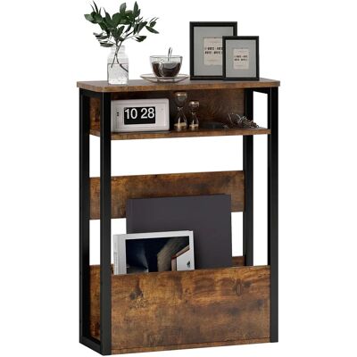 HOMCOM Tavolino da soggiorno industriale a 2 ripiani - marrone legno+metallo - 46x18x58 cm HOMCOM Tavolino da soggiorno industriale a 2 ripiani - marrone legno+metallo - 46x18x58 cm