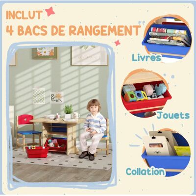 Set Tavolo e Sedie per Bambini AIYAPLAY - Legno - 3-7 Anni Set Tavolo e Sedie per Bambini AIYAPLAY - Legno - 3-7 Anni
