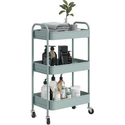 HOMCOM - Carrello in acciaio a 3 livelli - Blu - Carrello da cucina HOMCOM - Carrello in acciaio a 3 livelli - Blu - Carrello da cucina