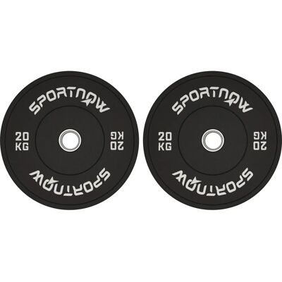 SPORTNOW Set di 2 Piastre in Gomma da 20kg per Barre Olimpiche SPORTNOW Set di 2 Piastre in Gomma da 20kg per Barre Olimpiche