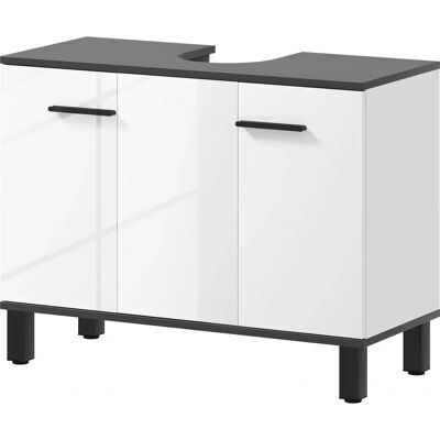HOMCOM - Armadio sotto lavabo - Bianco lucido - 2 ante - Mobile bagno HOMCOM - Armadio sotto lavabo - Bianco lucido - 2 ante - Mobile bagno