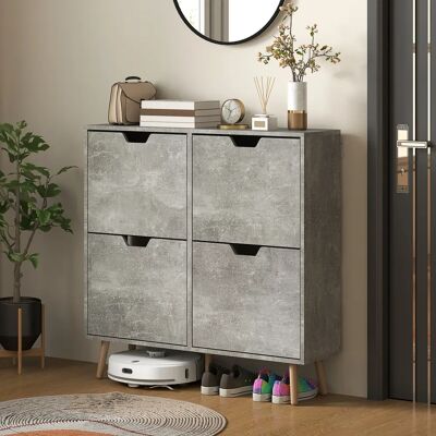 Homcom Armario para Zapatos - 4 Puertas Abatibles - Estantes Ajustables - Diseño Moderno Homcom Armario para Zapatos - 4 Puertas Abatibles - Estantes Ajustables - Diseño Moderno