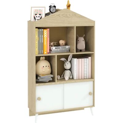 Libreria per bambini AIYAPLAY in legno con ripiani aperti e armadietto inferiore - Grande spazio di archiviazione Libreria per bambini AIYAPLAY in legno con ripiani aperti e armadietto inferiore - Grande spazio di archiviazione