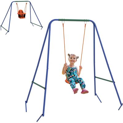 Outsunny - 2-in-1 Garden Swing - Orange - Bleu - Garden Swing - Publicité Outsunny - 2-in-1 Garden Swing - Orange - Bleu - Garden Swing - Publicité