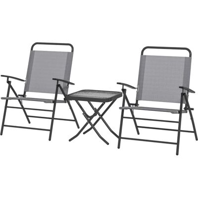 Outsunny Gartenset mit Glas-Tisch & 2 Klappstühlen - Gartenset Outsunny Gartenset mit Glas-Tisch & 2 Klappstühlen - Gartenset
