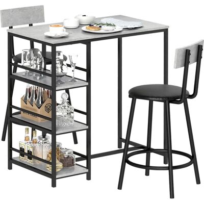 HOMCOM 3-Piece Bar Table Dining Set - Grigio chiaro HOMCOM 3-Piece Bar Table Dining Set - Grigio chiaro