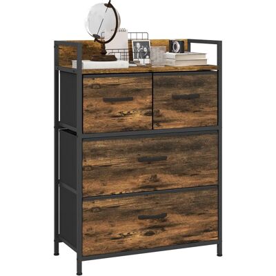 HOMCOM cassettiera a 4 cassetti - marrone/nero - legno e acciaio - 60x29x85 cm HOMCOM cassettiera a 4 cassetti - marrone/nero - legno e acciaio - 60x29x85 cm