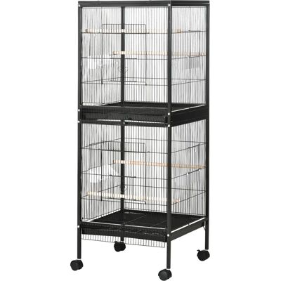 Gabbia per uccelli da interno Pawhut con ruote e vassoi estraibili - 51.5x50x140 cm - Nero Gabbia per uccelli da interno Pawhut con ruote e vassoi estraibili - 51.5x50x140 cm - Nero