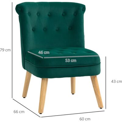 Homcom Sillón de Terciopelo - Asiento acolchado con botones, 60x66x79 cm, Verde Homcom Sillón de Terciopelo - Asiento acolchado con botones, 60x66x79 cm, Verde