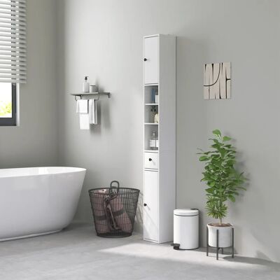 Colonna bagno Homcom - Risparmio spazio, 2 armadi, 3 mensole Colonna bagno Homcom - Risparmio spazio, 2 armadi, 3 mensole