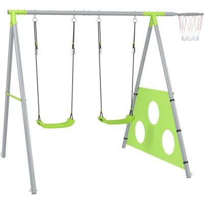 Set Gioco AIYAPLAY - Doppio Altalena, Canestro & Porta - 238x180x182 cm - Tipo di Parco Giochi Set Gioco AIYAPLAY - Doppio Altalena, Canestro & Porta - 238x180x182 cm - Tipo di Parco Giochi